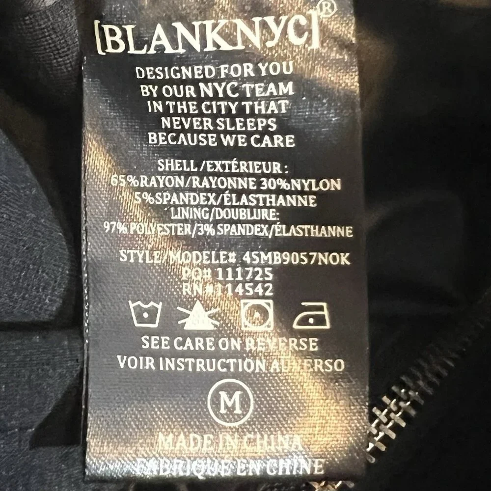 BLANKNYC Women Jacket Denim Psychopath Ponte Moto Size Medium Black Gold Stretch - Picture 11 of 12